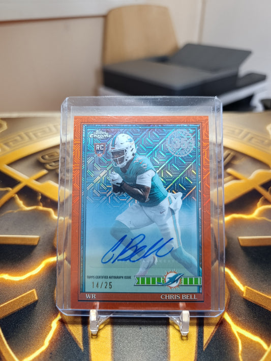 2026 Topps Chrome Chris Bell Orange Rookie Auto /25 Miami Dolphins RC