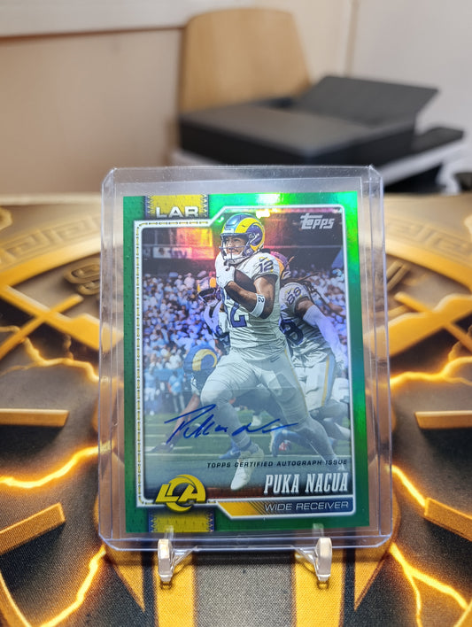 2026 Topps Flagship Puka Nacua Green Foil Autograph /99 LA Rams Auto